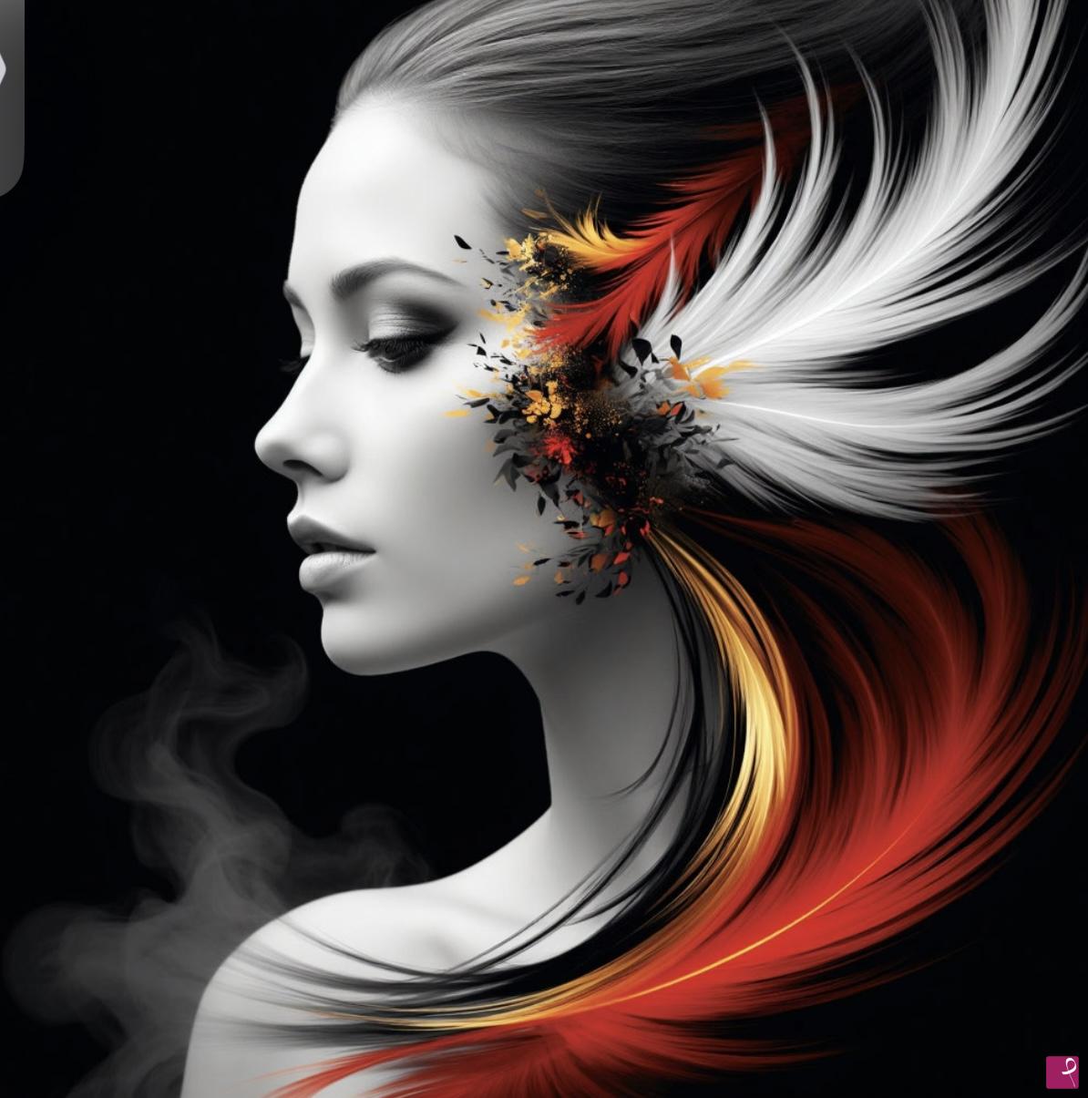 quadri in vendita online - Face woman and colour feathers