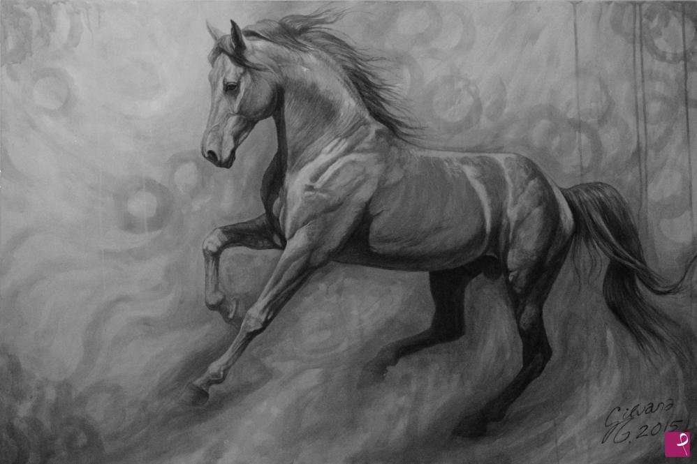 quadri in vendita online - Fade to grey horse