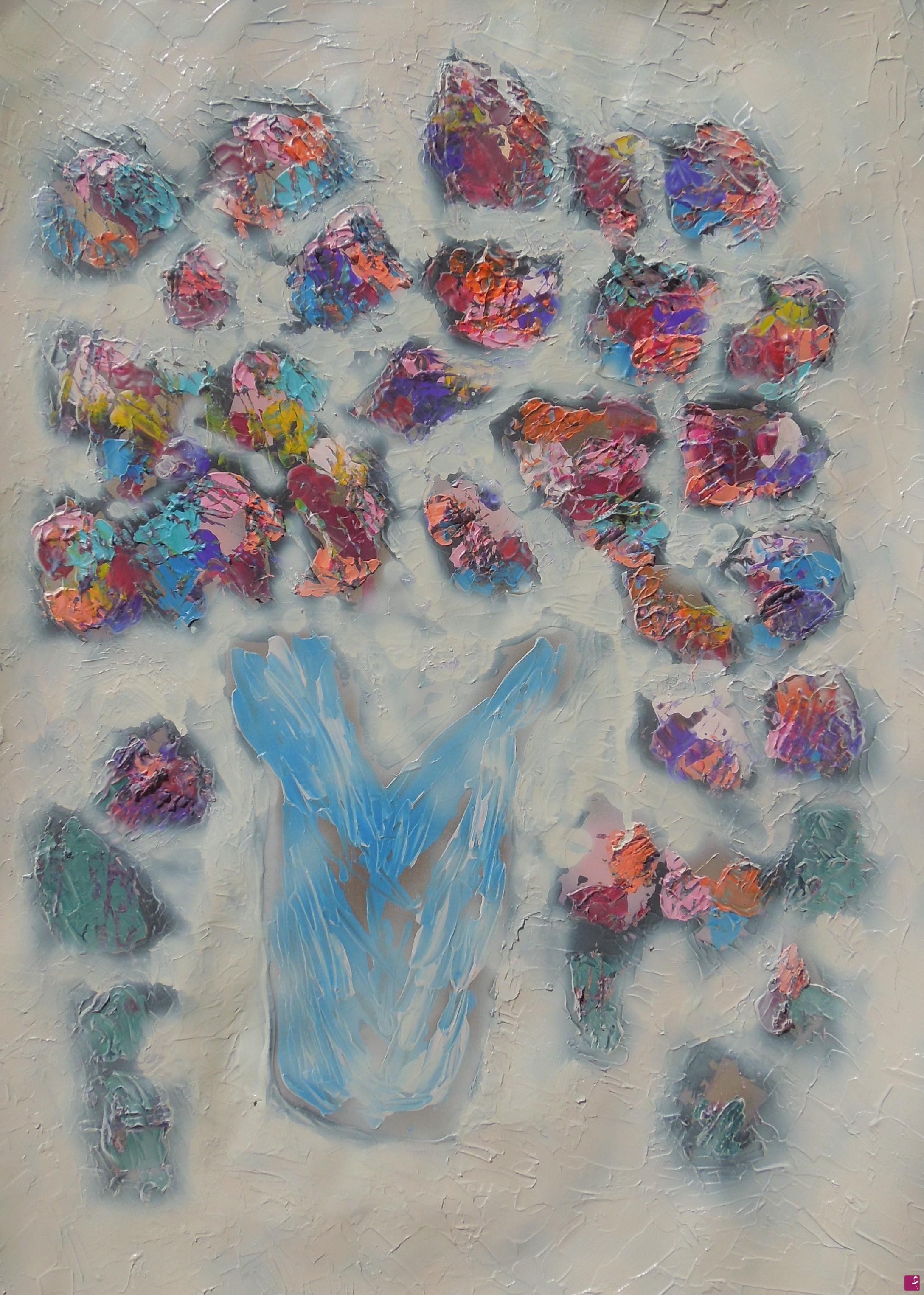 quadri in vendita online - Fading mosaic flowers - 590