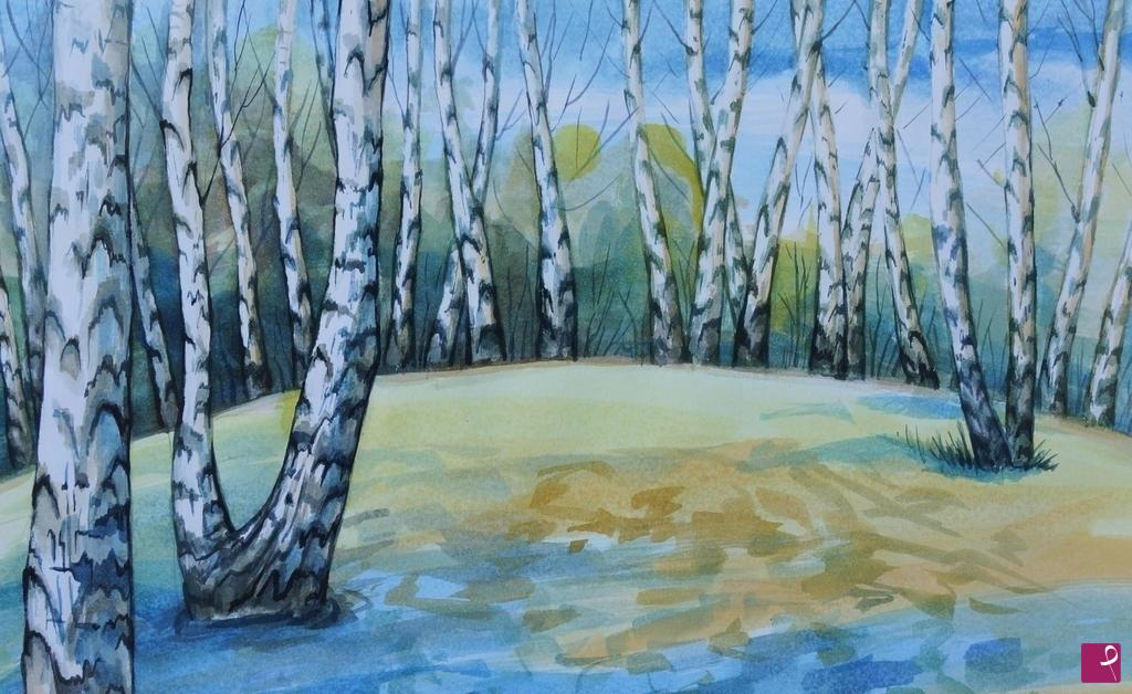 quadri in vendita online - FALL in the birch wood