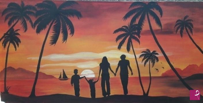 quadri in vendita online - famiglia al tramonto