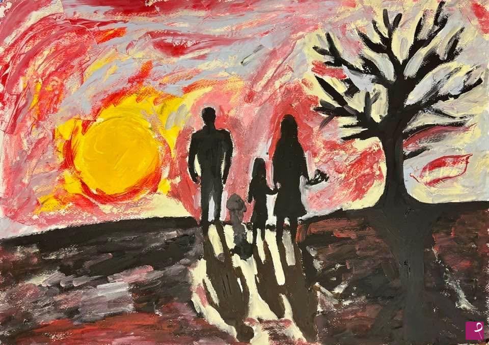 quadri in vendita online - Famiglia al tramonto 