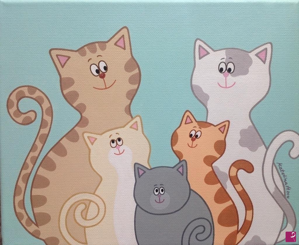 quadri in vendita online - Famiglia felina