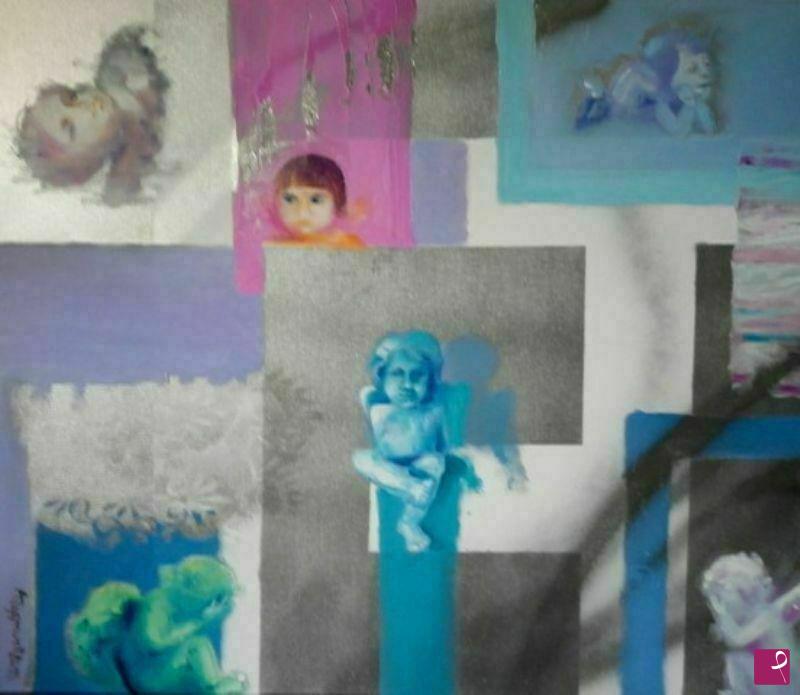 quadri in vendita online - FAMILY ANGEL, Oil canvas.