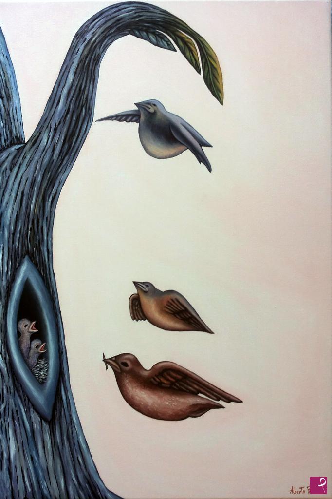 quadri in vendita online - family of birds