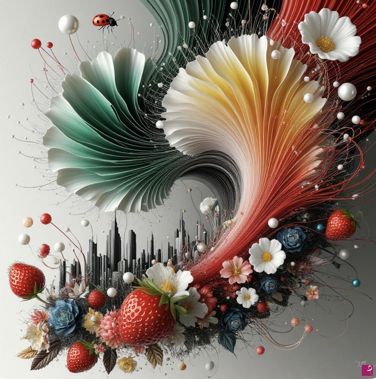 quadri in vendita online - Fan-shaped urban flowers