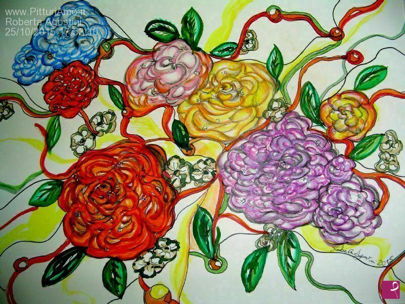 quadri in vendita online - Fantasia di rose