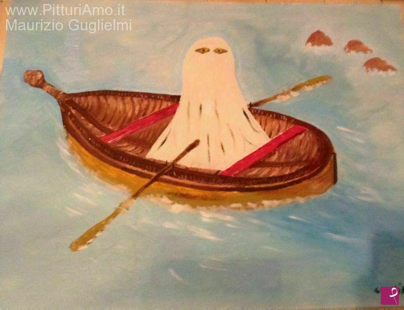 quadri in vendita online - Fantasma in barca