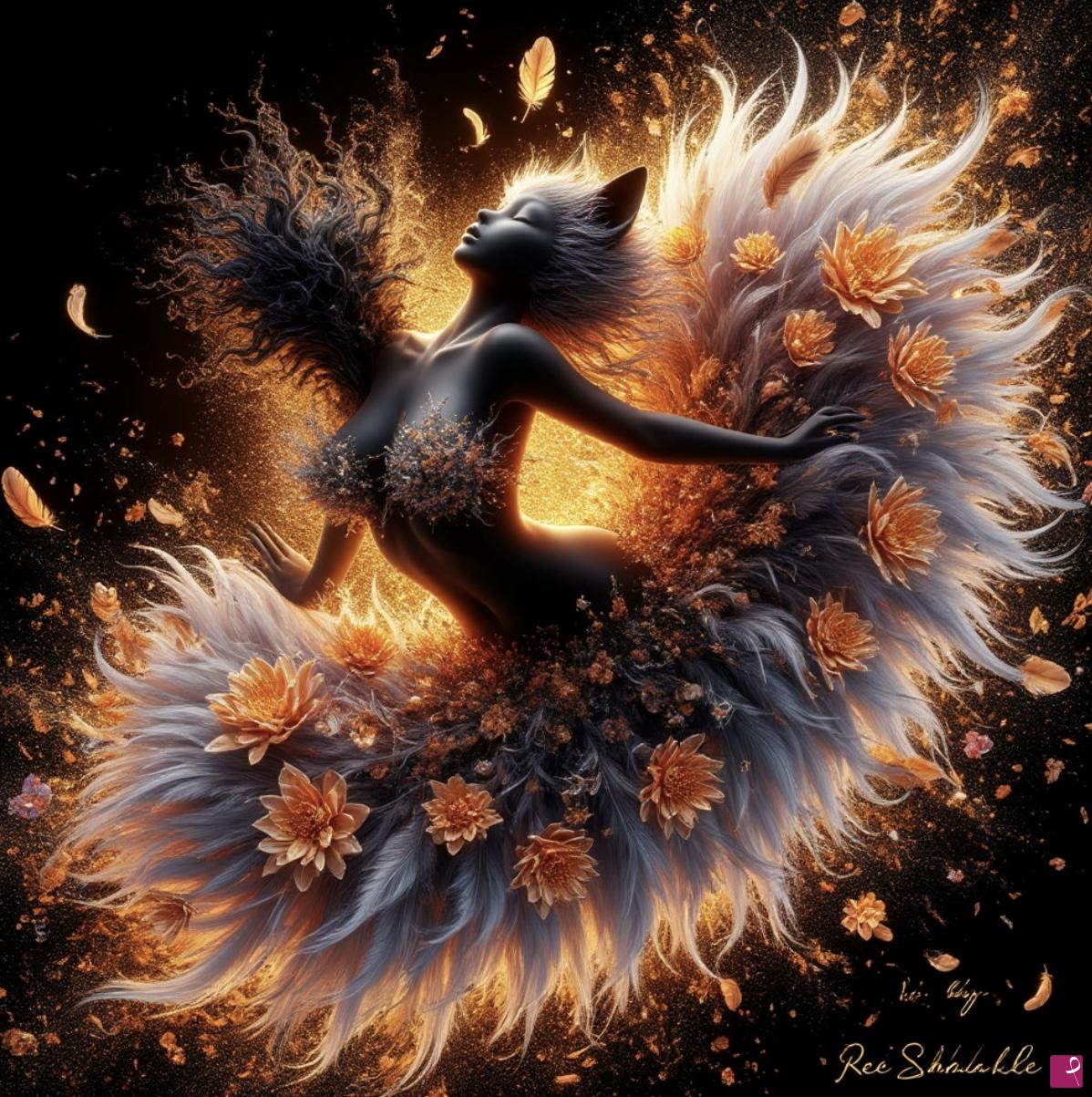 quadri in vendita online - Fantastic girl, many flowers, back lights 