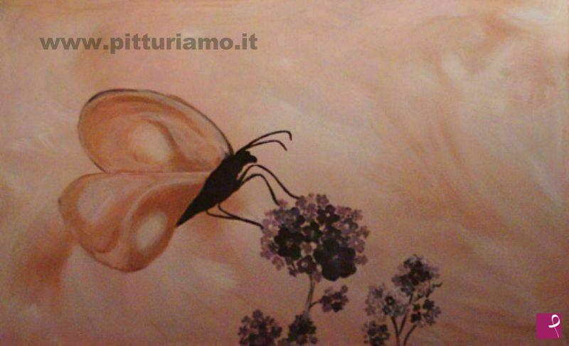 quadri in vendita online - farfalla su fiori viola
