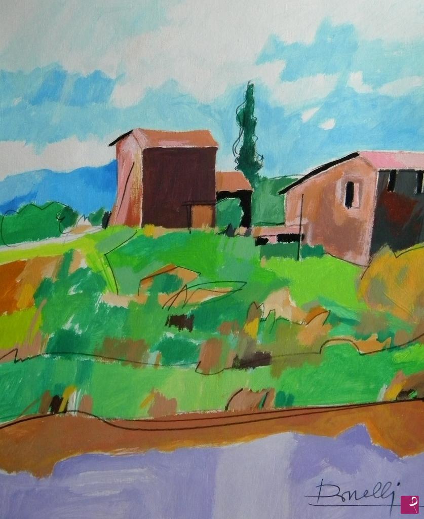 quadri in vendita online - Farmhouses near the hills