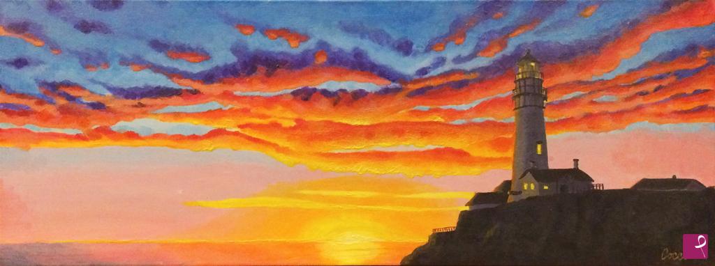 quadri in vendita online - Faro al tramonto