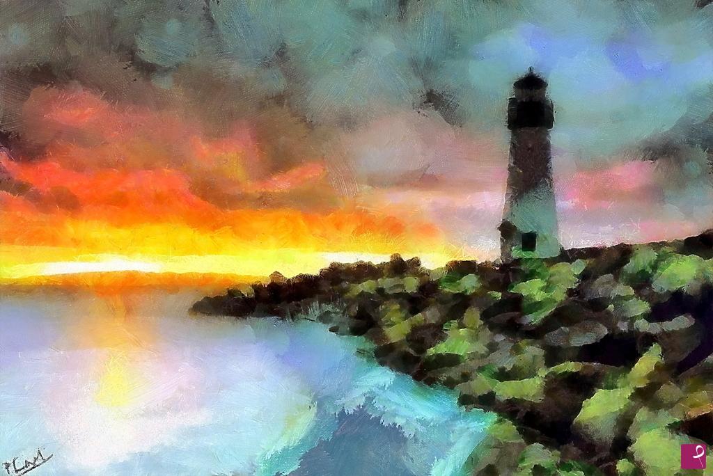 quadri in vendita online - Faro al tramonto