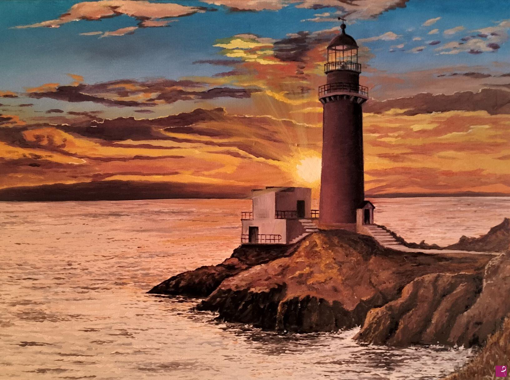 quadri in vendita online - FARO AL TRAMONTO