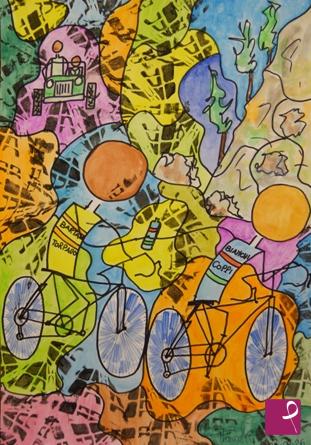 quadri in vendita online - Faust Coppi, con un gesto di amicizia, porge la borraccia al suo rivale Gino Bartali.