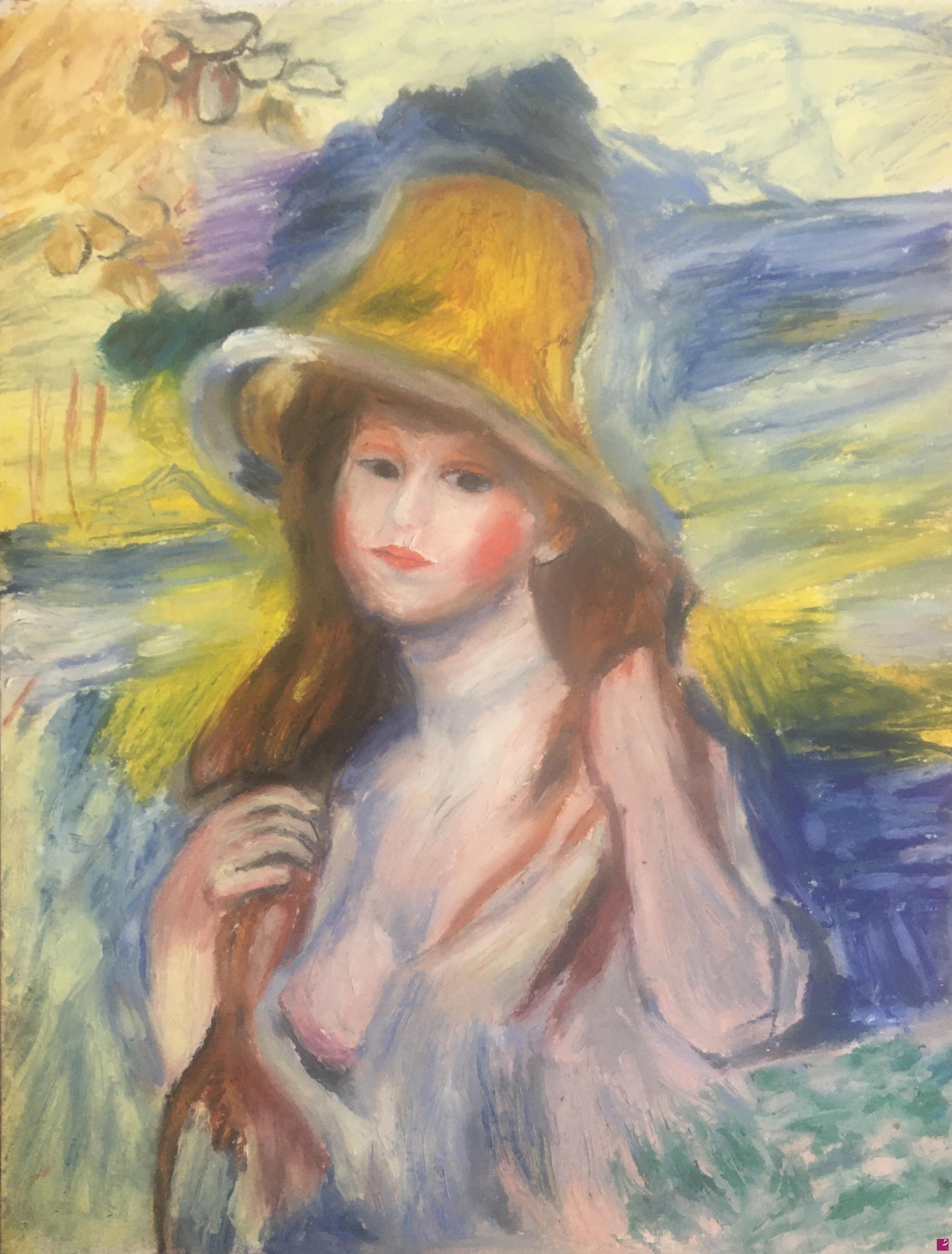 quadri in vendita online - Femme au chapeau de paille