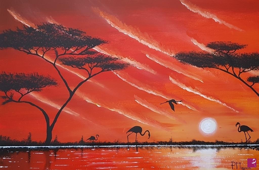 quadri in vendita online - Fenicotteri africani