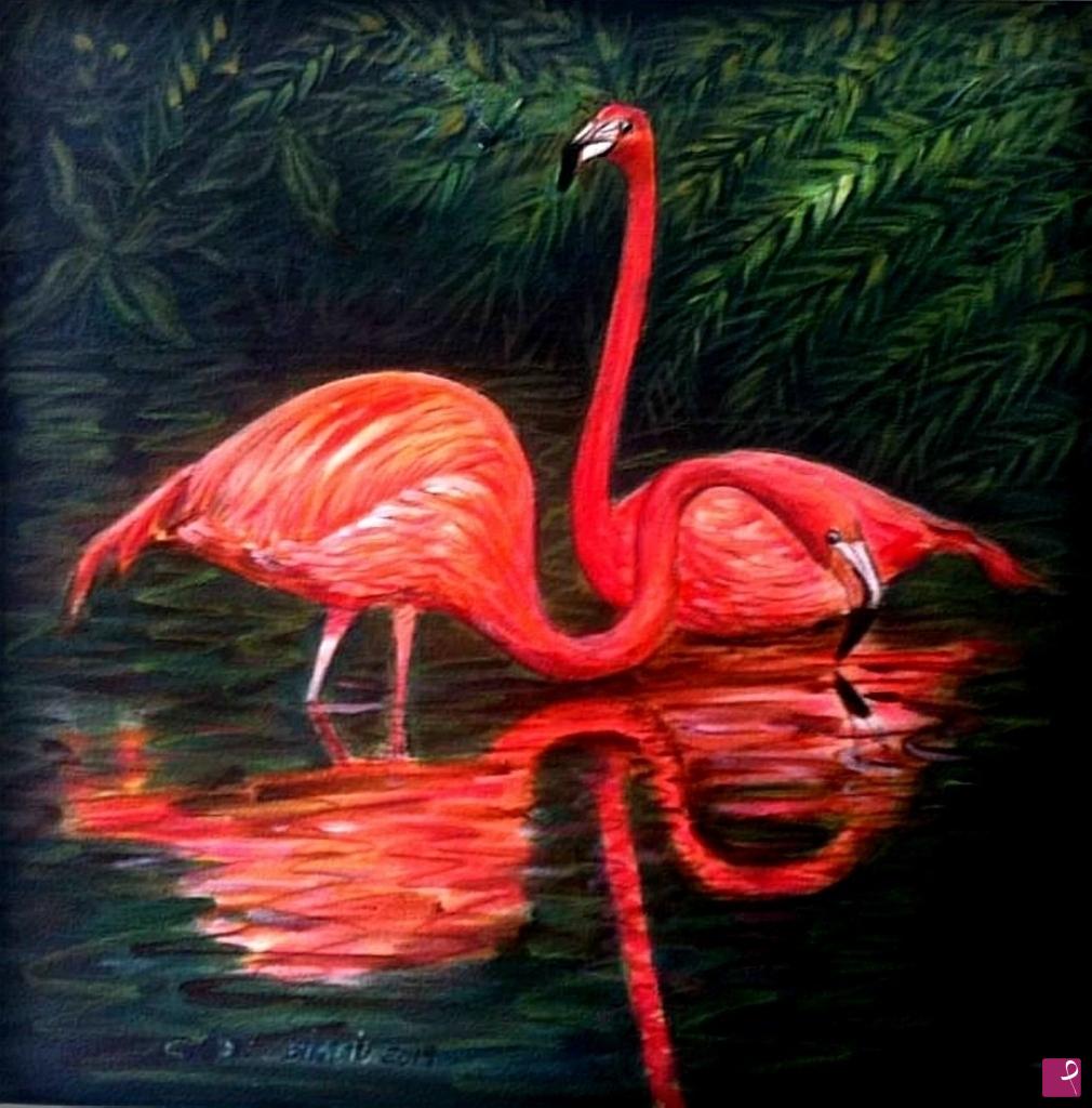 quadri in vendita online - FENICOTTERI  ROSA