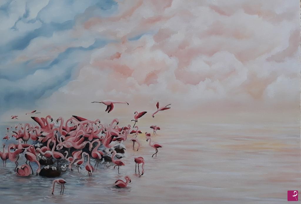 quadri in vendita online - Fenicotteri rosa