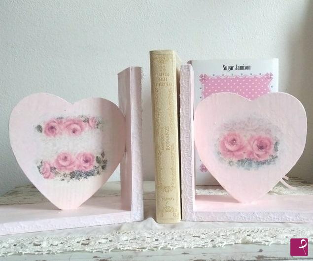 quadri in vendita online - Fermalibri Cuori e Rose