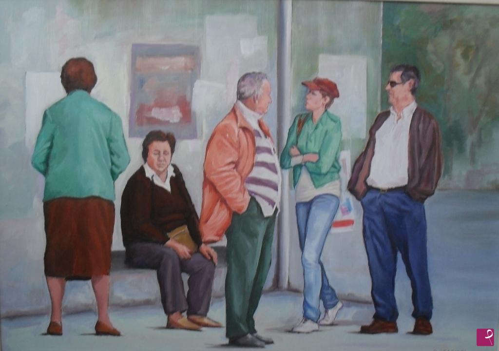 quadri in vendita online - Fermata d'autobus