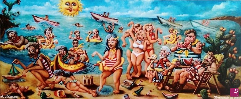 quadri in vendita online - Ferragosto al mare