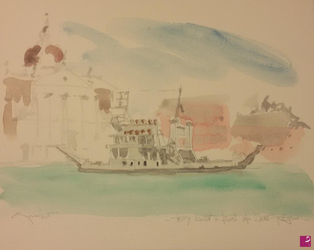 quadri in vendita online - Ferry Boat in front of San Giorgio