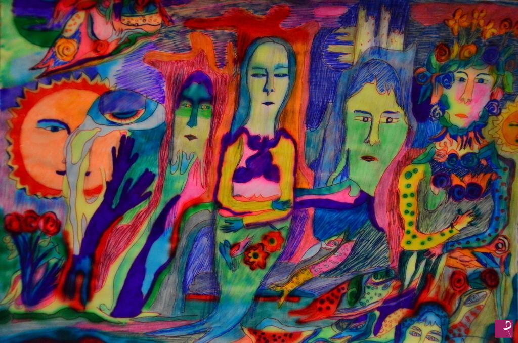 quadri in vendita online - FESTA HIPPIE CON FUSIONI EMBRIONICHE