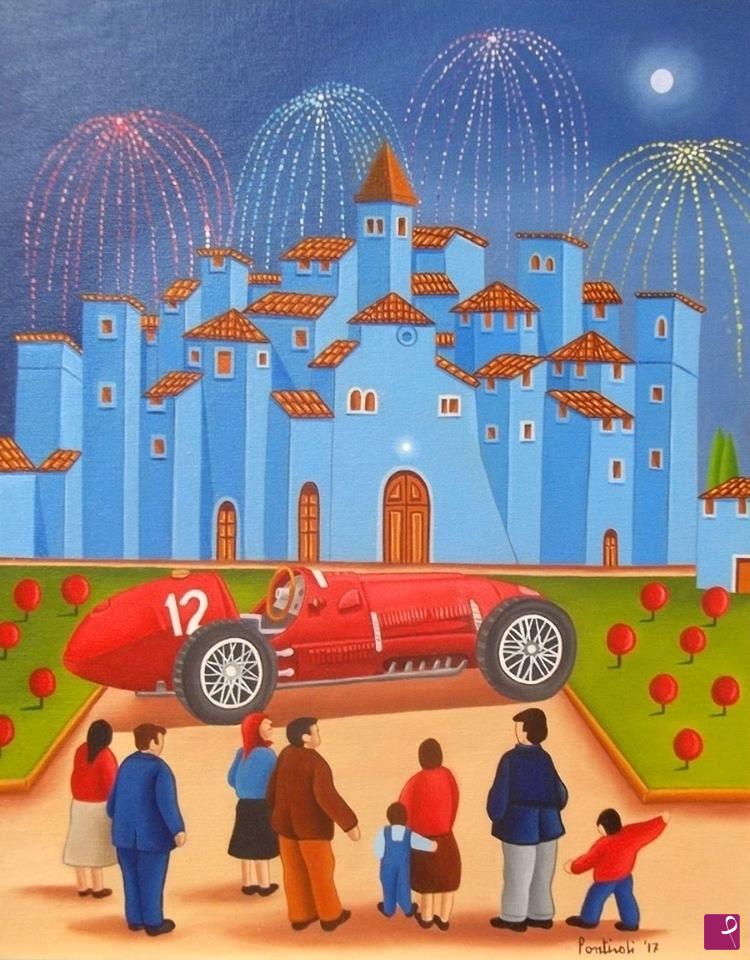 quadri in vendita online - Festa per l'arrivo della Ferrari
