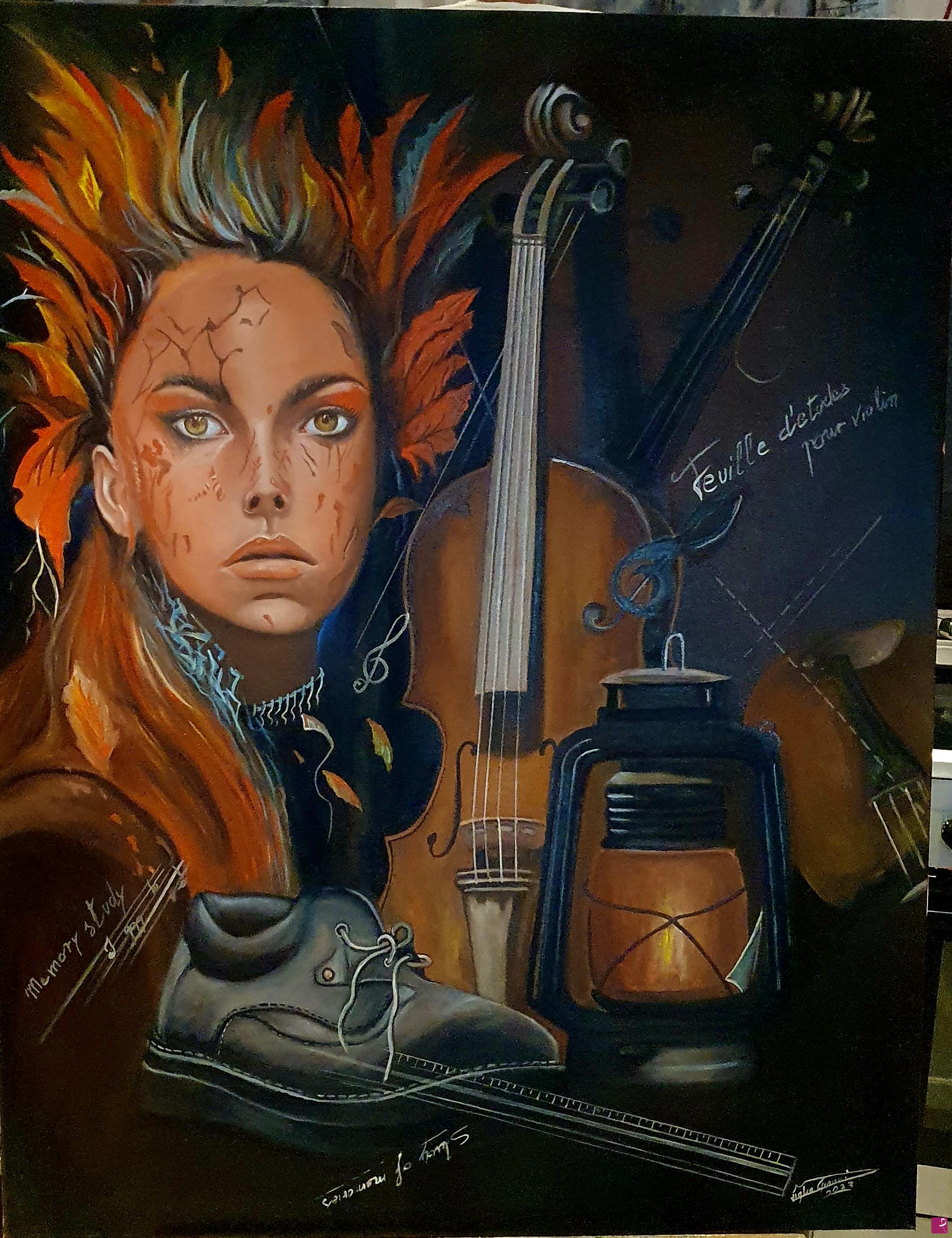 quadri in vendita online - Feulle d'etude pour violin