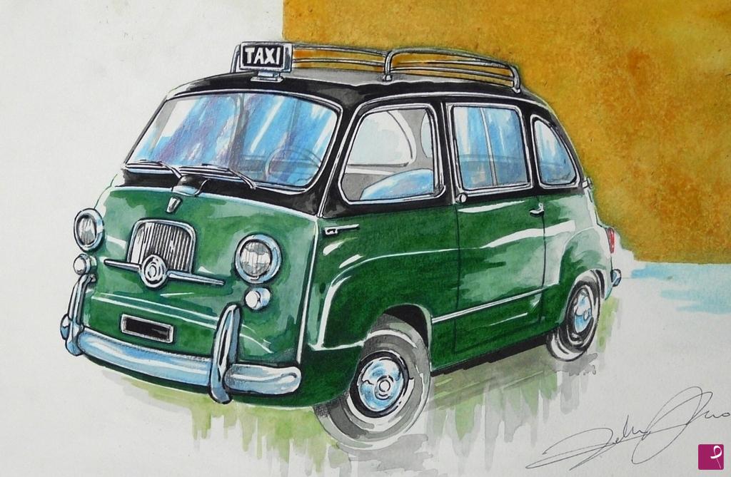 quadri in vendita online - FIAT 600 multipla Taxi 1960