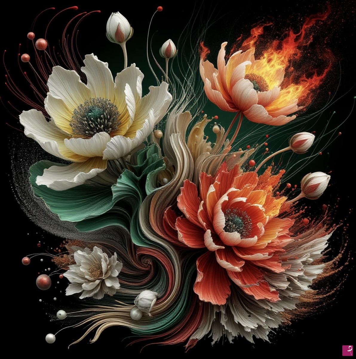 quadri in vendita online - Fiery flowers