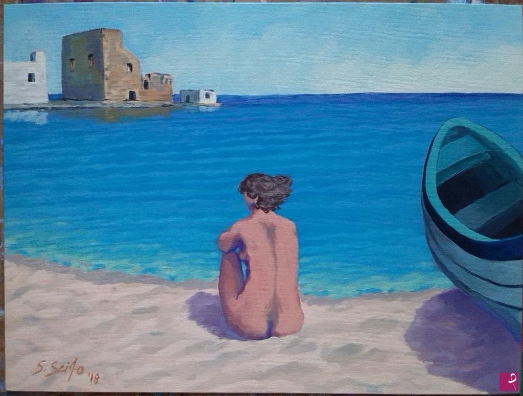 quadri in vendita online - figura al mare