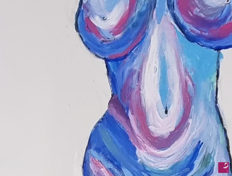 quadri in vendita online - Figura femminile con riflessi blu