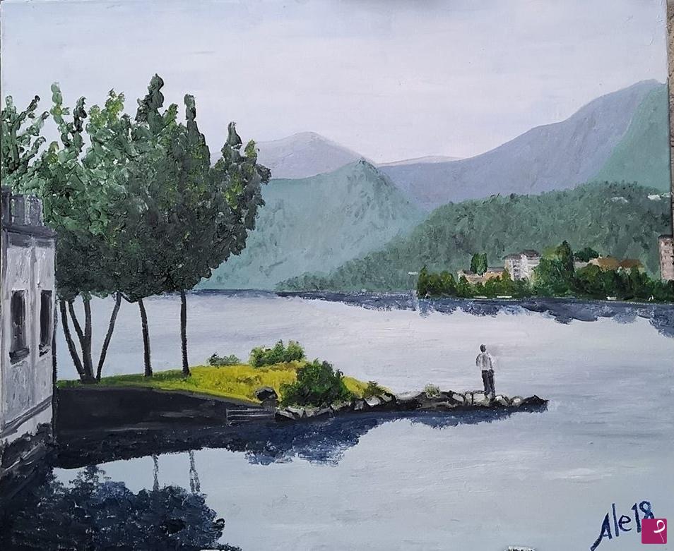 quadri in vendita online - fine estate sul lago d'orta