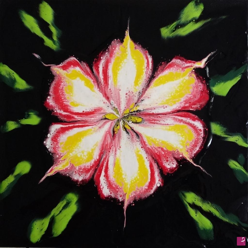 quadri in vendita online - Fiore bianco rosso