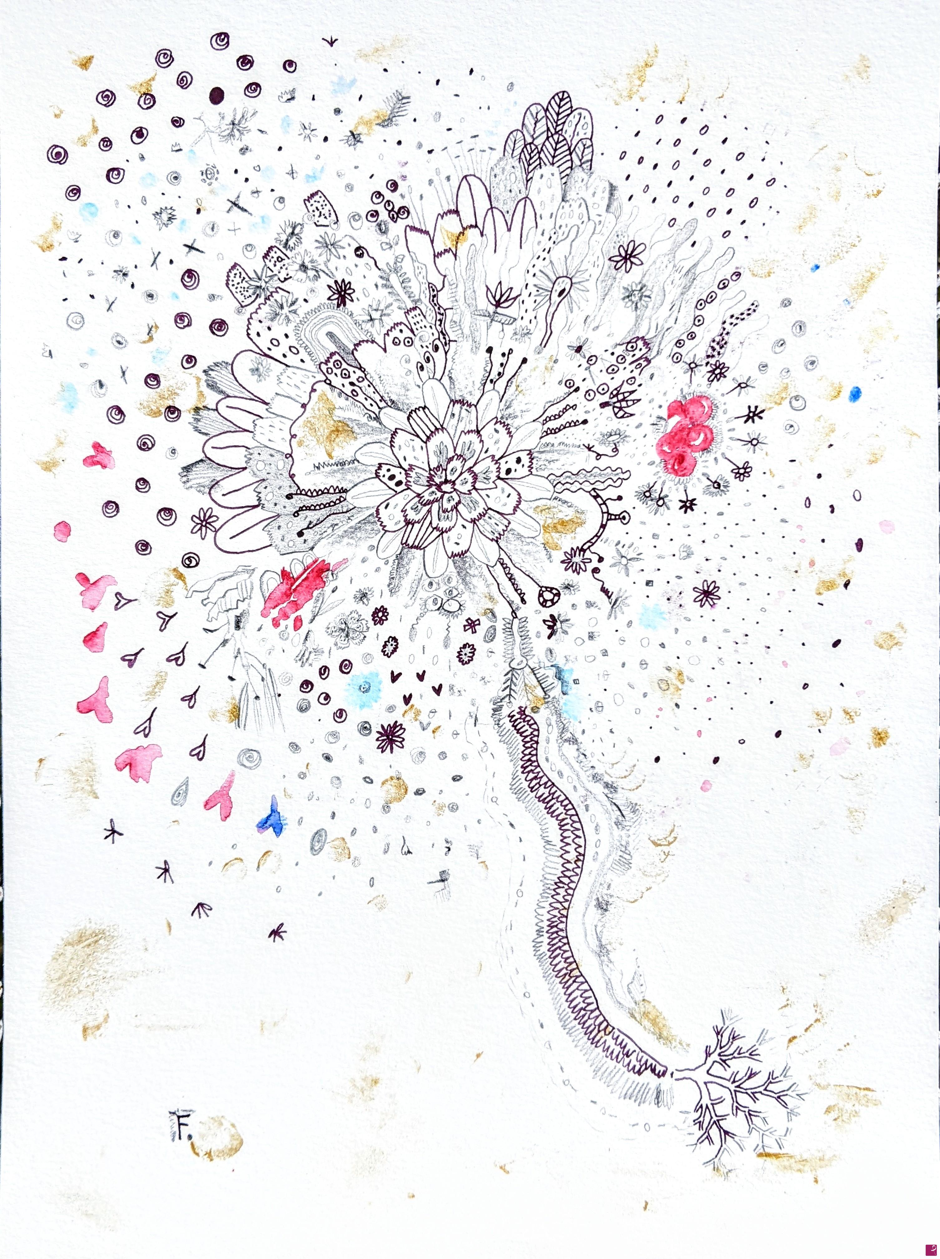 quadri in vendita online - Fiore cosmico magenta