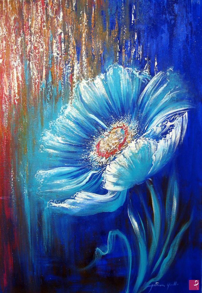 quadri in vendita online - Fiore in blu