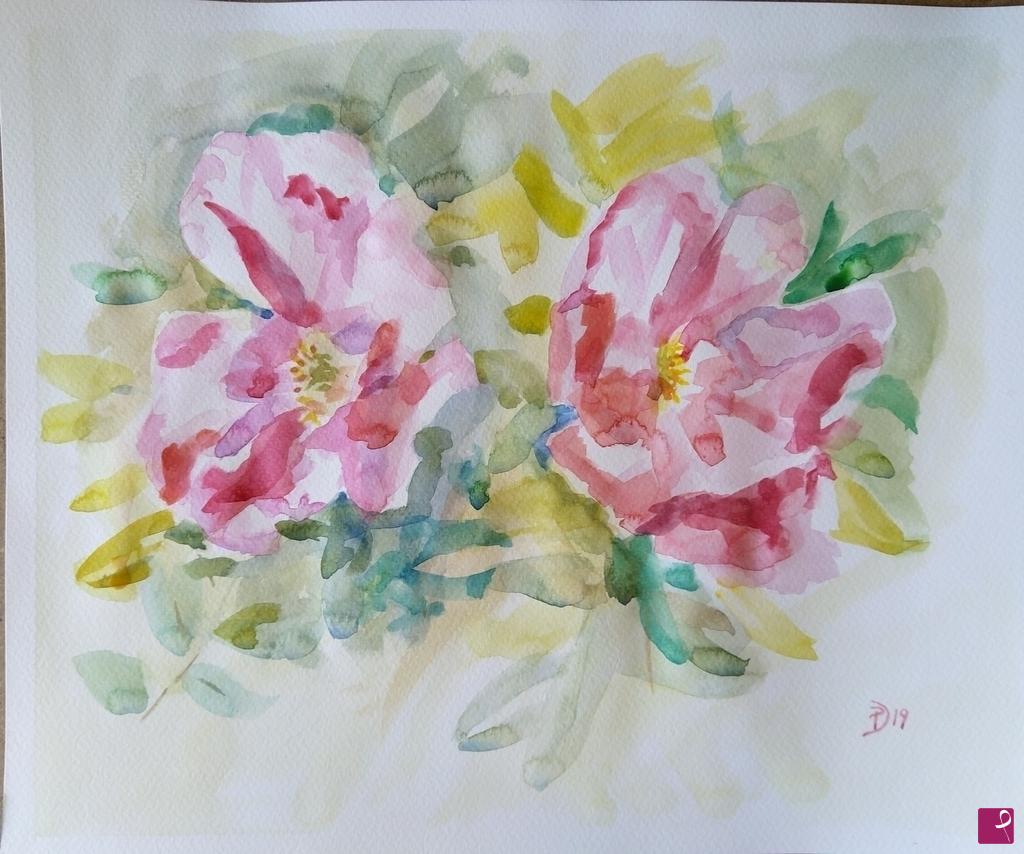 quadri in vendita online - Fiorellini rosa 