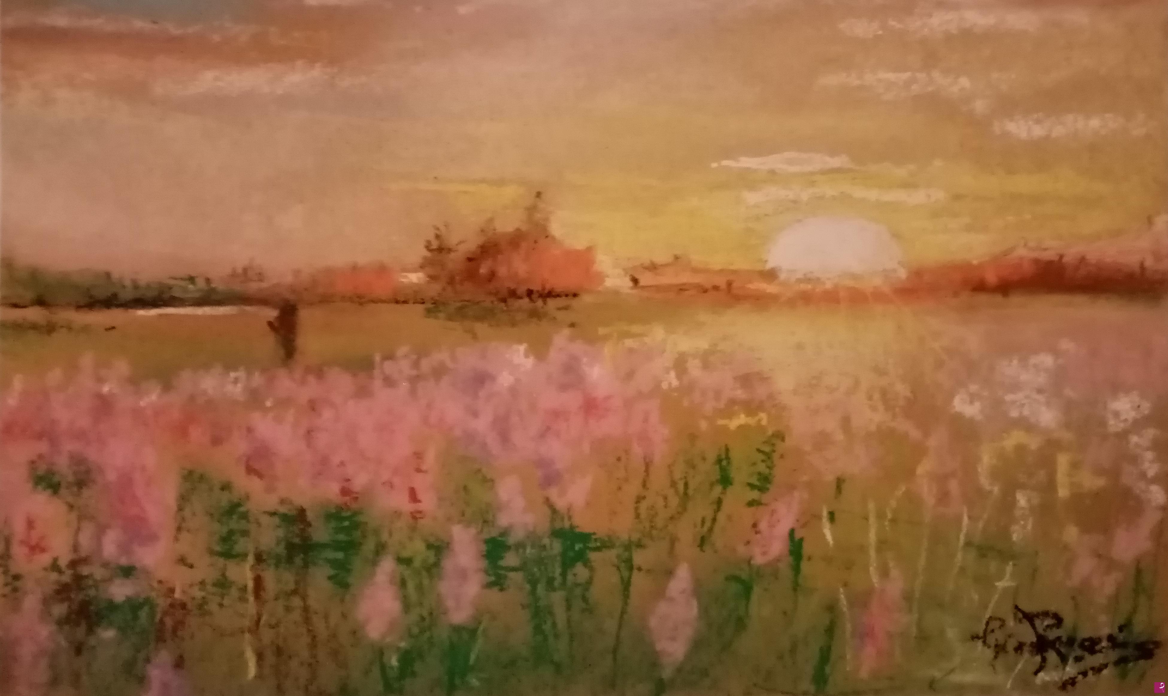 quadri in vendita online - Fiori al tramonto