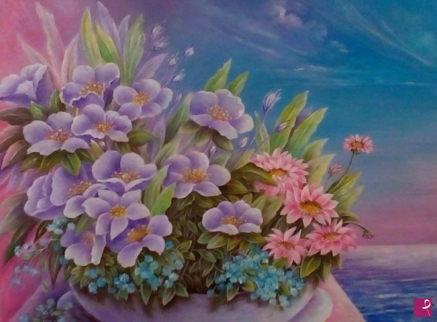 quadri in vendita online - Fiori al tramonto