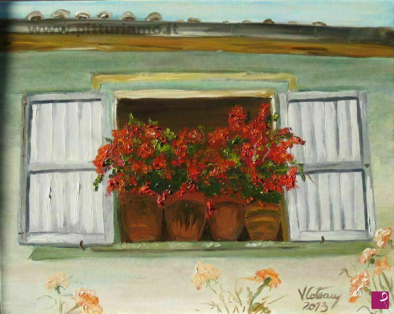 quadri in vendita online - Fiori alla finestra