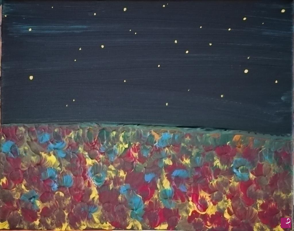 quadri in vendita online - Fiori alla luce delle stelle