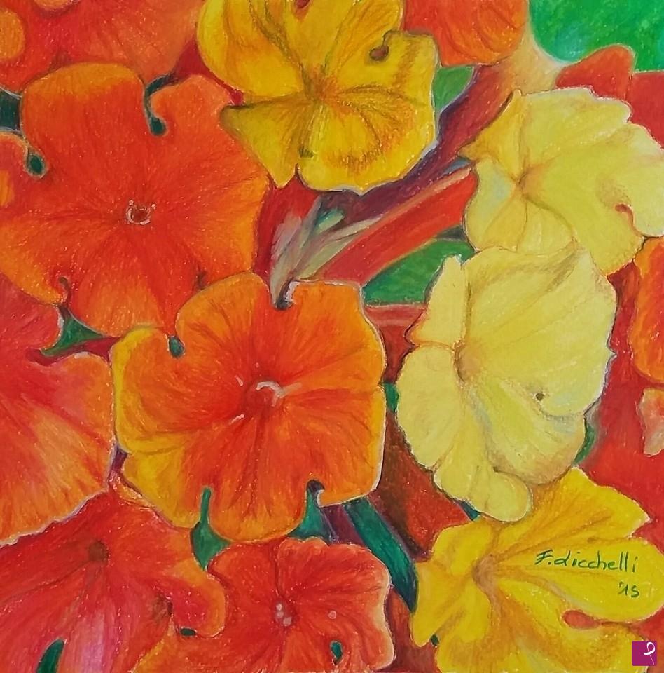 quadri in vendita online - Fiori arancio e gialli