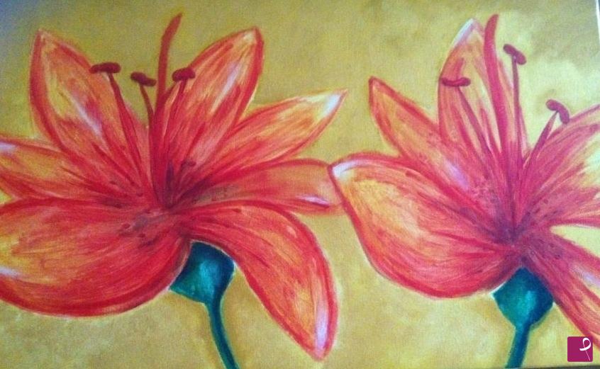 quadri in vendita online - Fiori arancioni