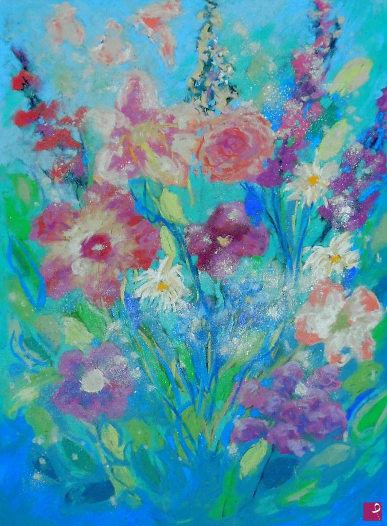 quadri in vendita online - Fiori bianchi e viola - 276