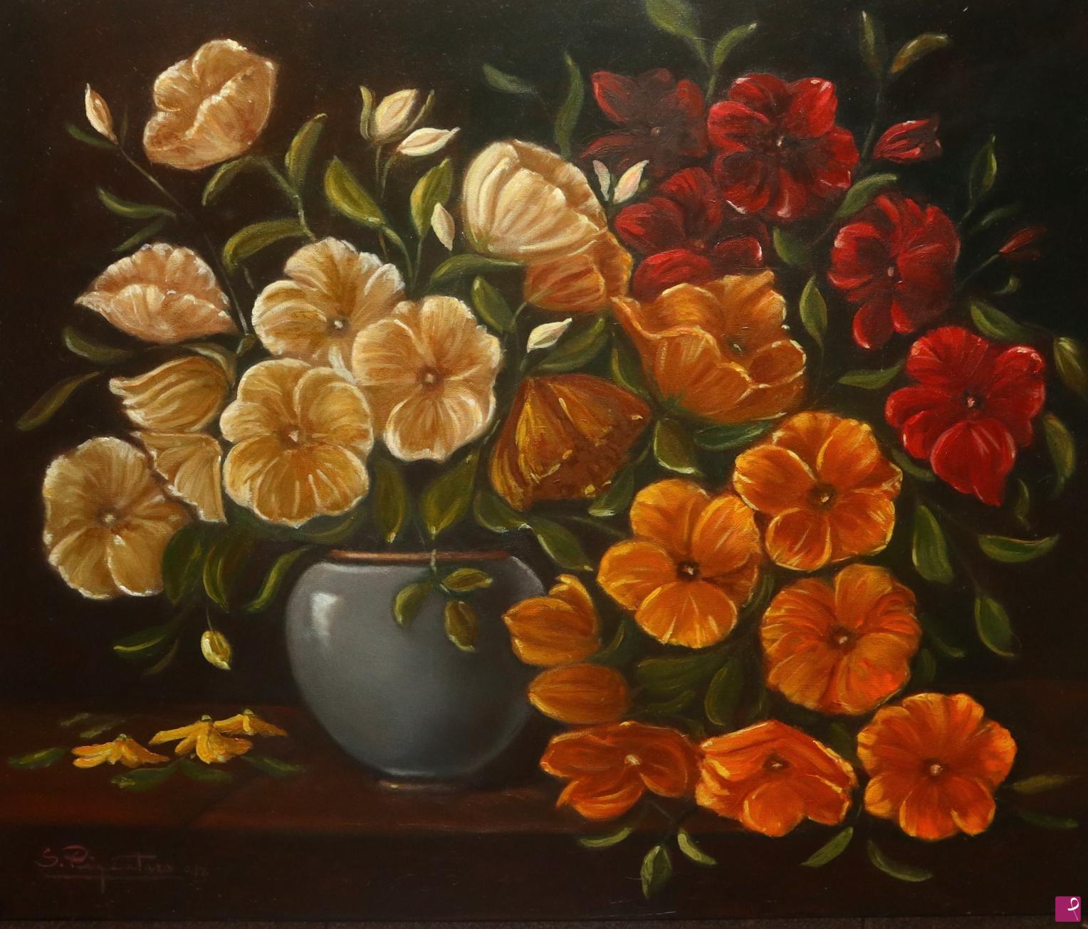 quadri in vendita online - Fiori con vaso