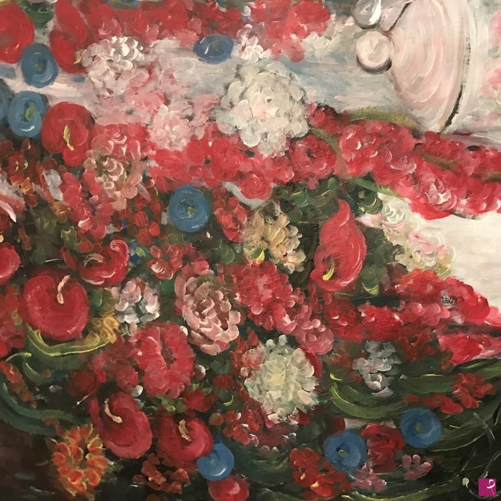 quadri in vendita online - Fiori con vaso di cristallo