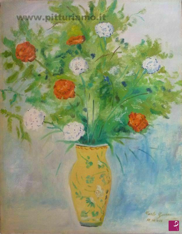 quadri in vendita online - Fiori dal vaso cinese