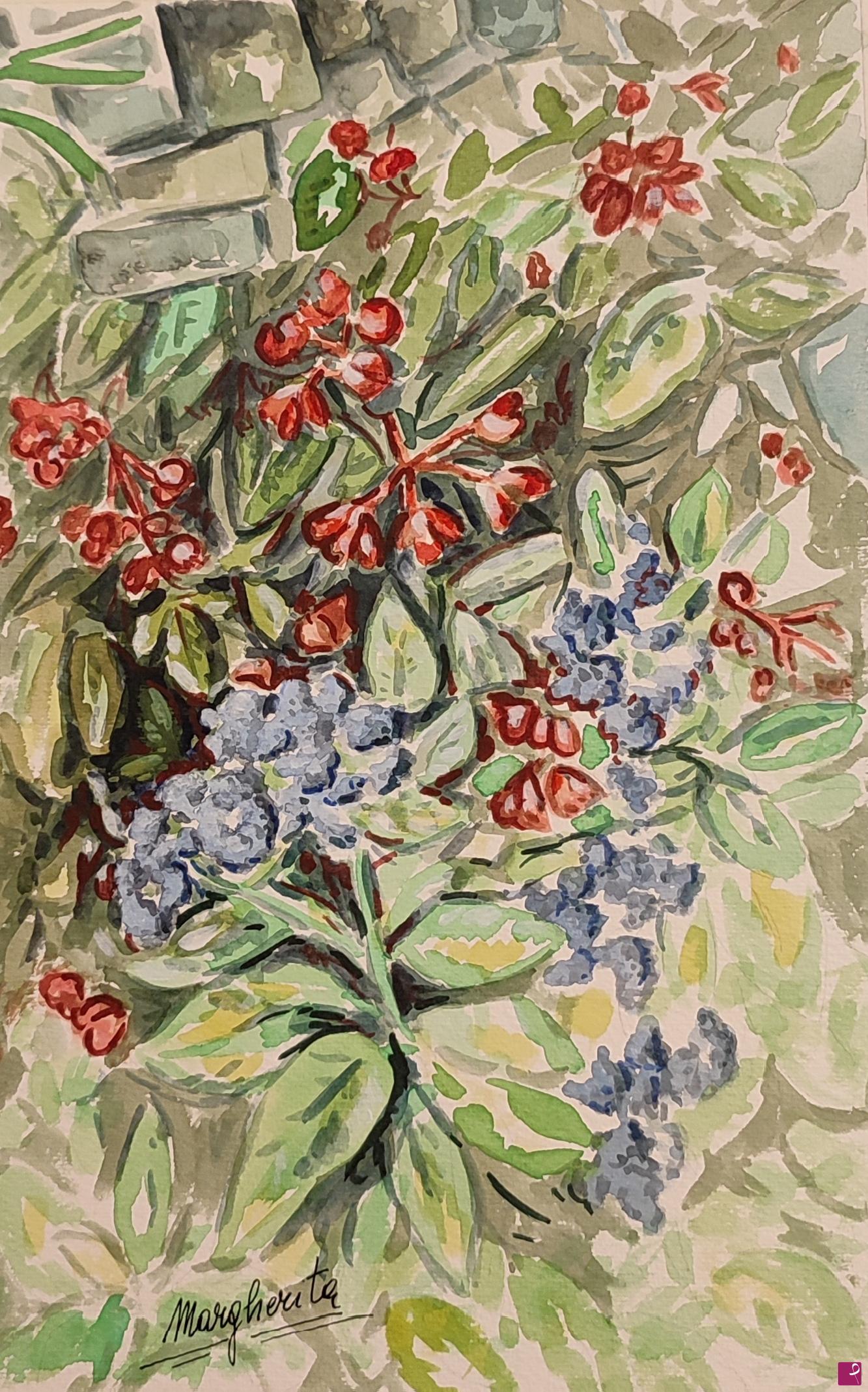quadri in vendita online - Fiori del giardino selvaggio